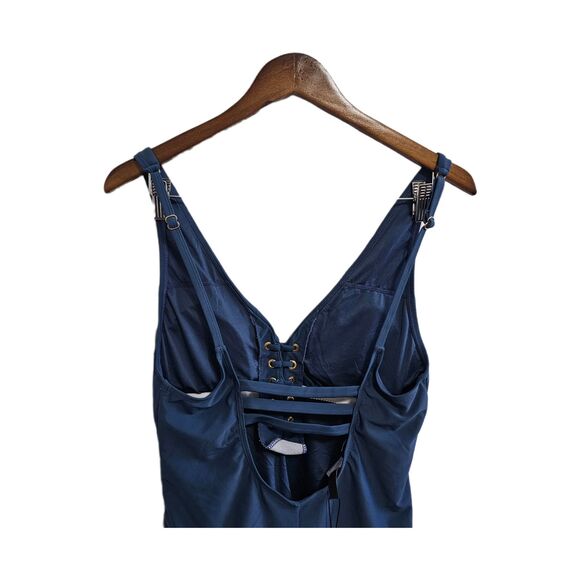 BCBGMaxAzria one piece swimsuit grey blue NWT - Picture 6 of 9